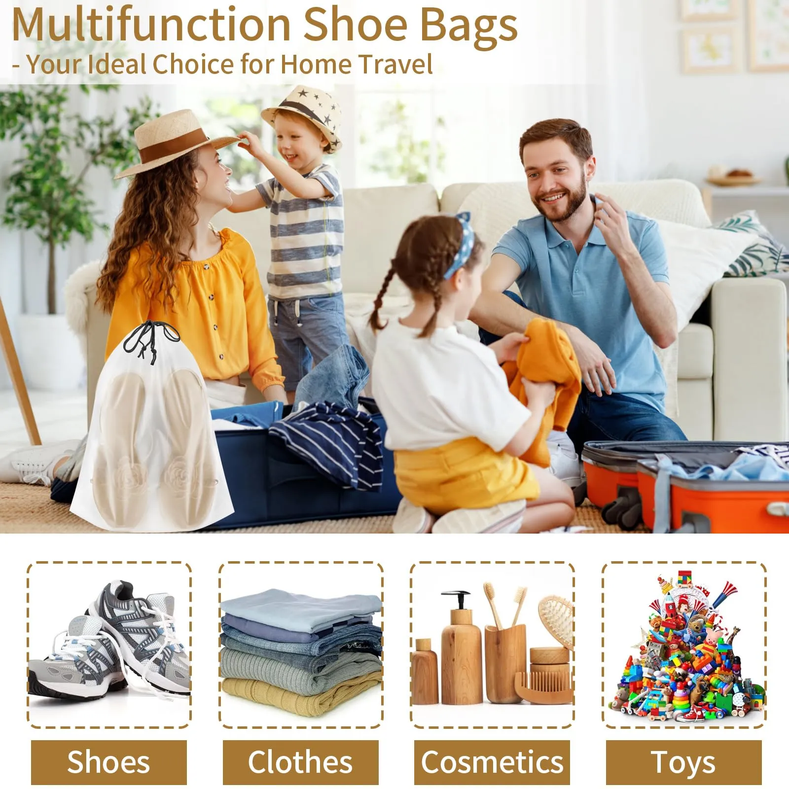 20 Pack Shoe Bags for Travel, 15.7" x 11.8" Clear Travel Shoe Bags for Packing, Large Waterproof Portable Drawstring Travel Shoe Storage Bag Travel Essentials Women for and Men