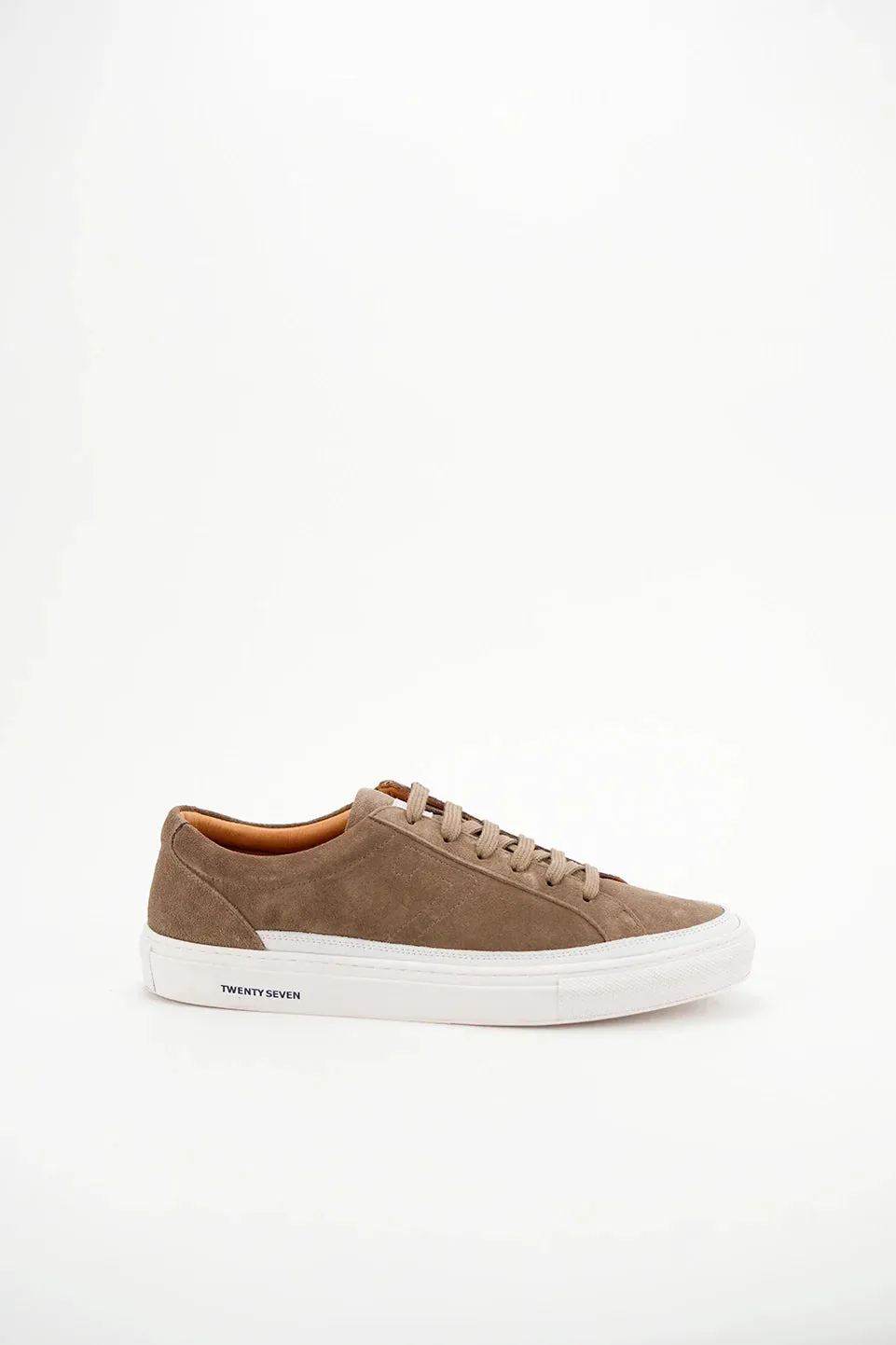 Beige Velvet Casual Shoes With Side Logo