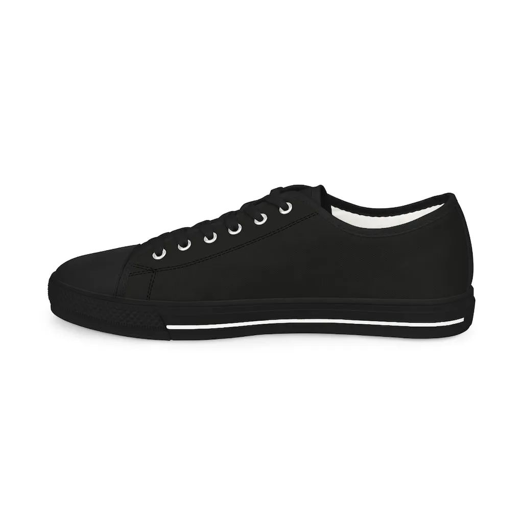 Black Solid Men's Tennis Shoes, Best Solid Color Modern Best Men's Low Top Sneakers (US Size: 5-14)