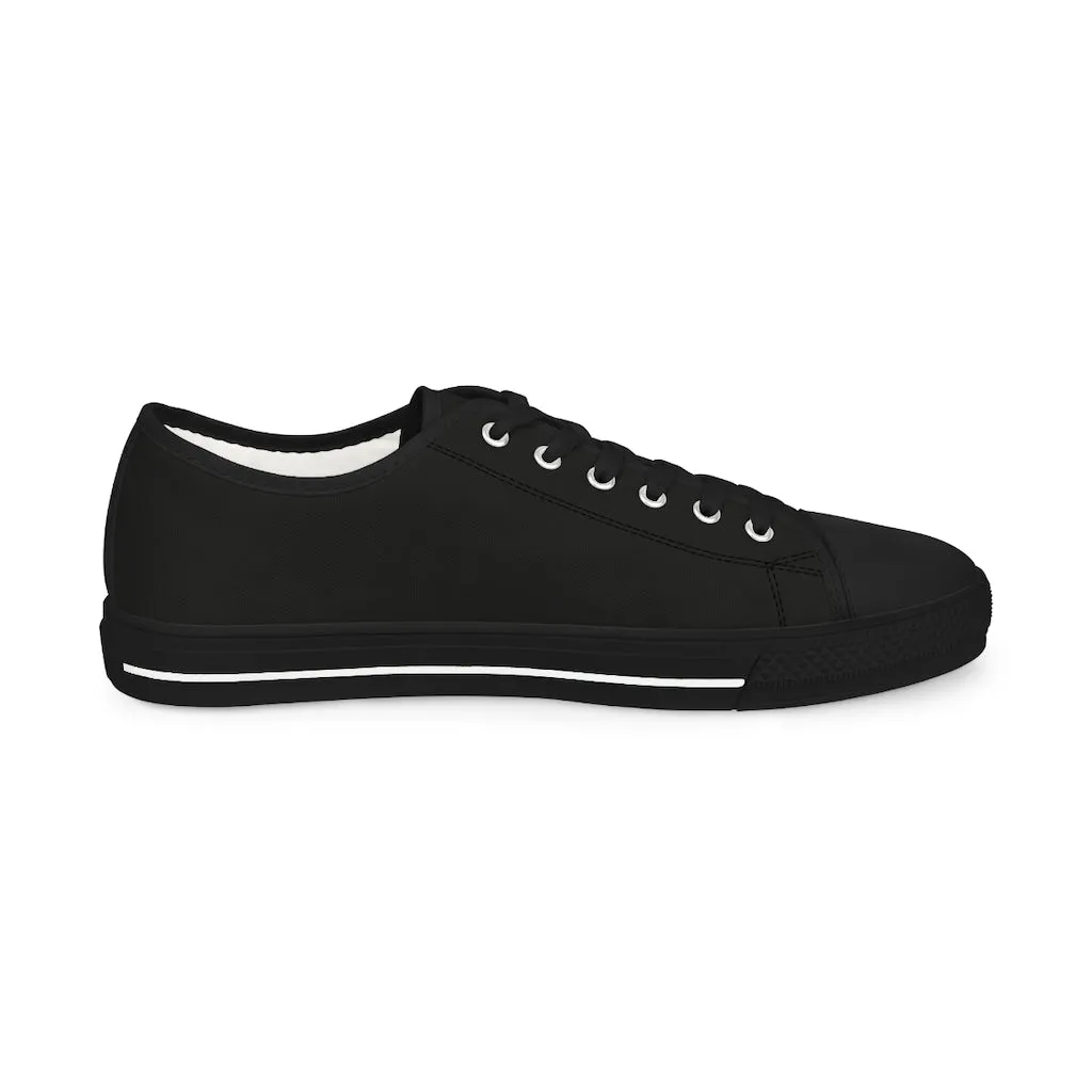 Black Solid Men's Tennis Shoes, Best Solid Color Modern Best Men's Low Top Sneakers (US Size: 5-14)