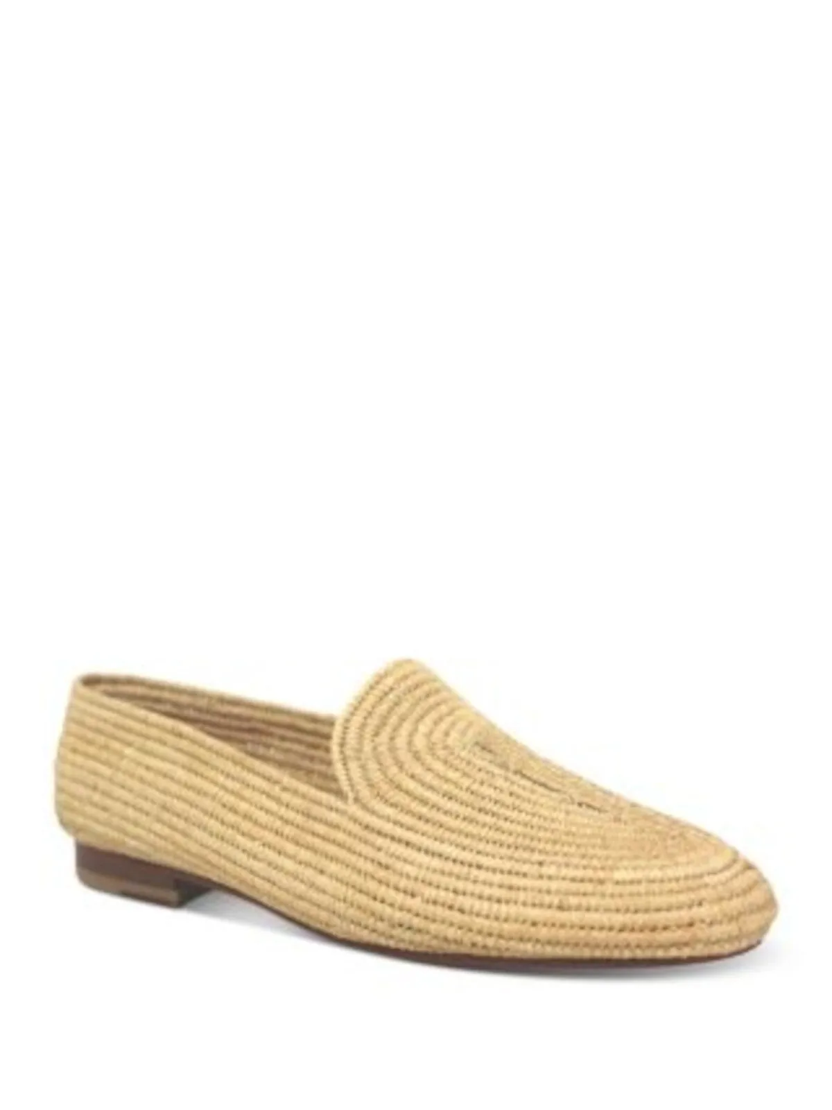 CARRIE FORBES Womens Beige Raffia Breathable Padded Atlas Round Toe Slip On Loafers Shoes