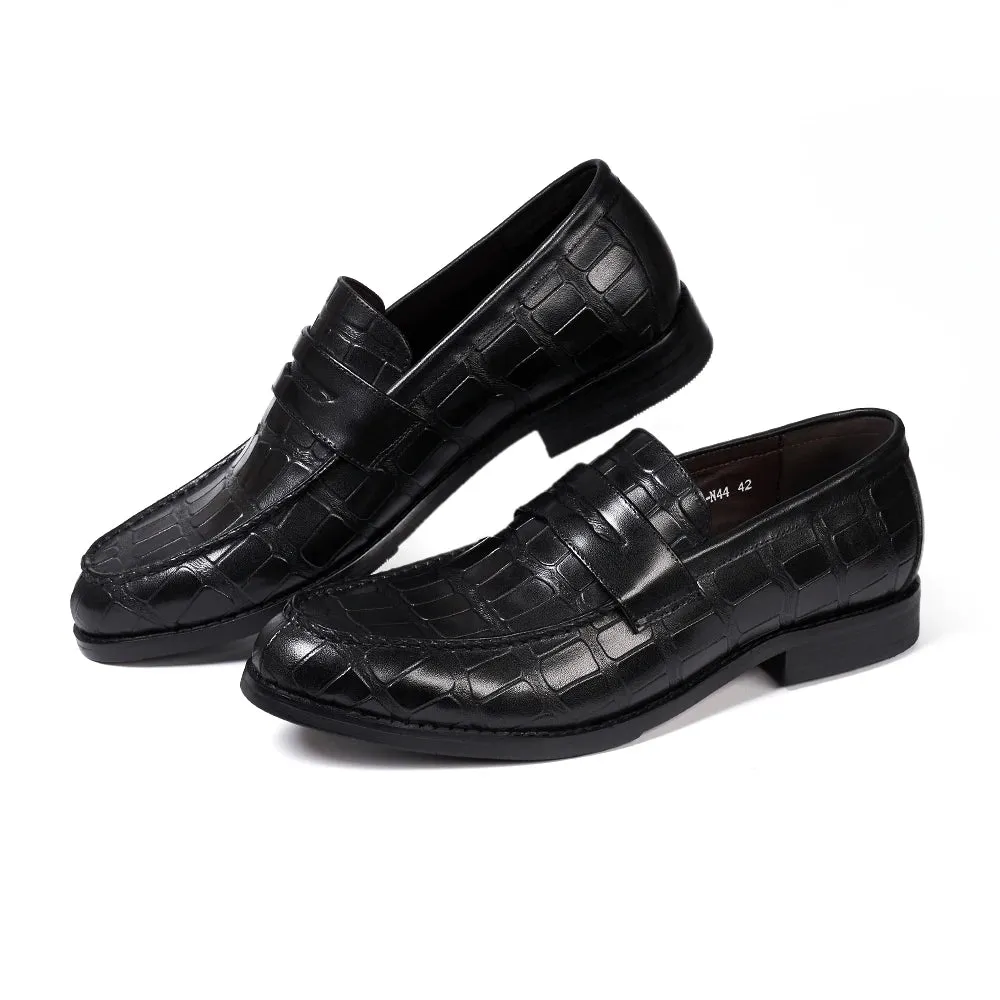 Crocodile Pattern Leather Casual Loafers