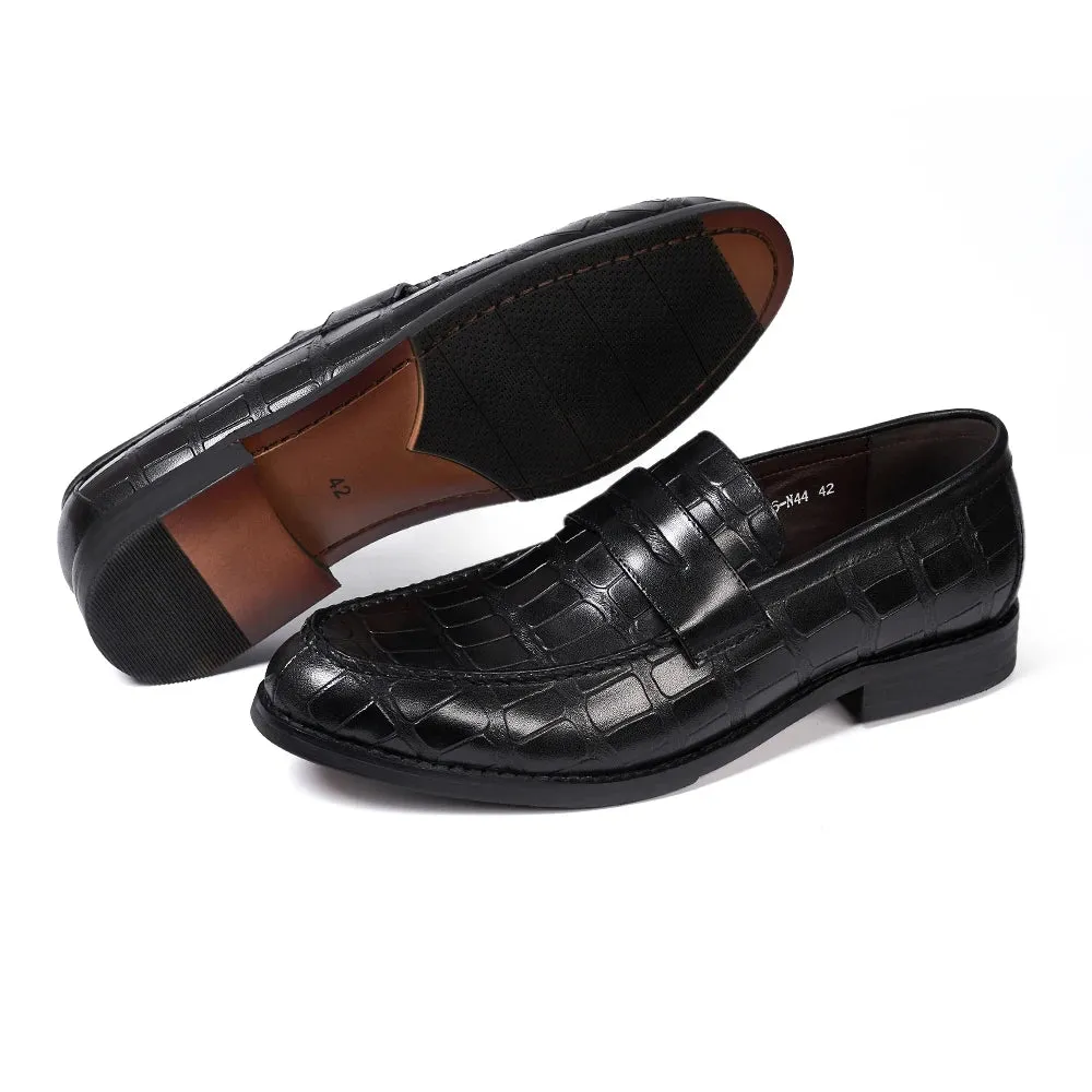 Crocodile Pattern Leather Casual Loafers