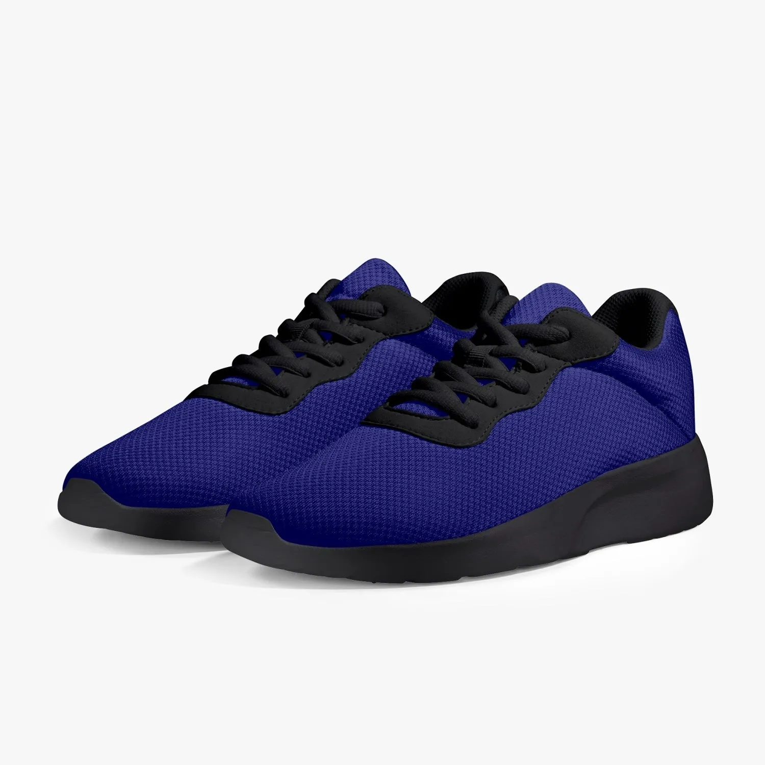 Dark Blue Mesh Unisex Shoes, Soft Solid Color Best Lifestyle Unisex Casual Designer Mesh Running Shoes With Black Soles