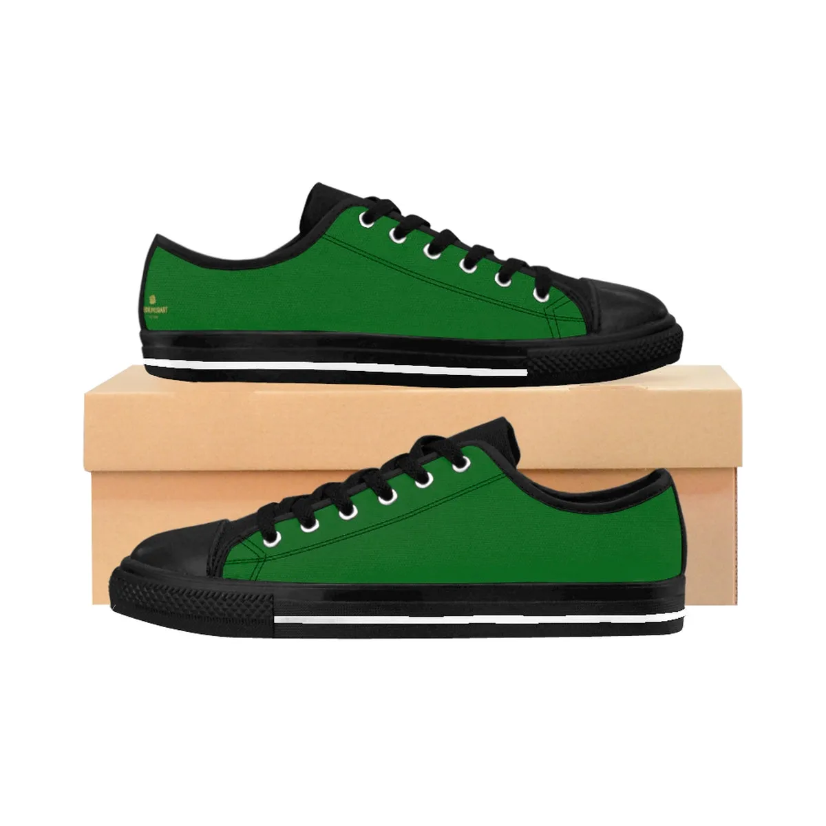 Evergreen Color Men's Sneakers, Dark Pine Green Solid Color Men's Running Low Top Shoes (Size: 6-14)