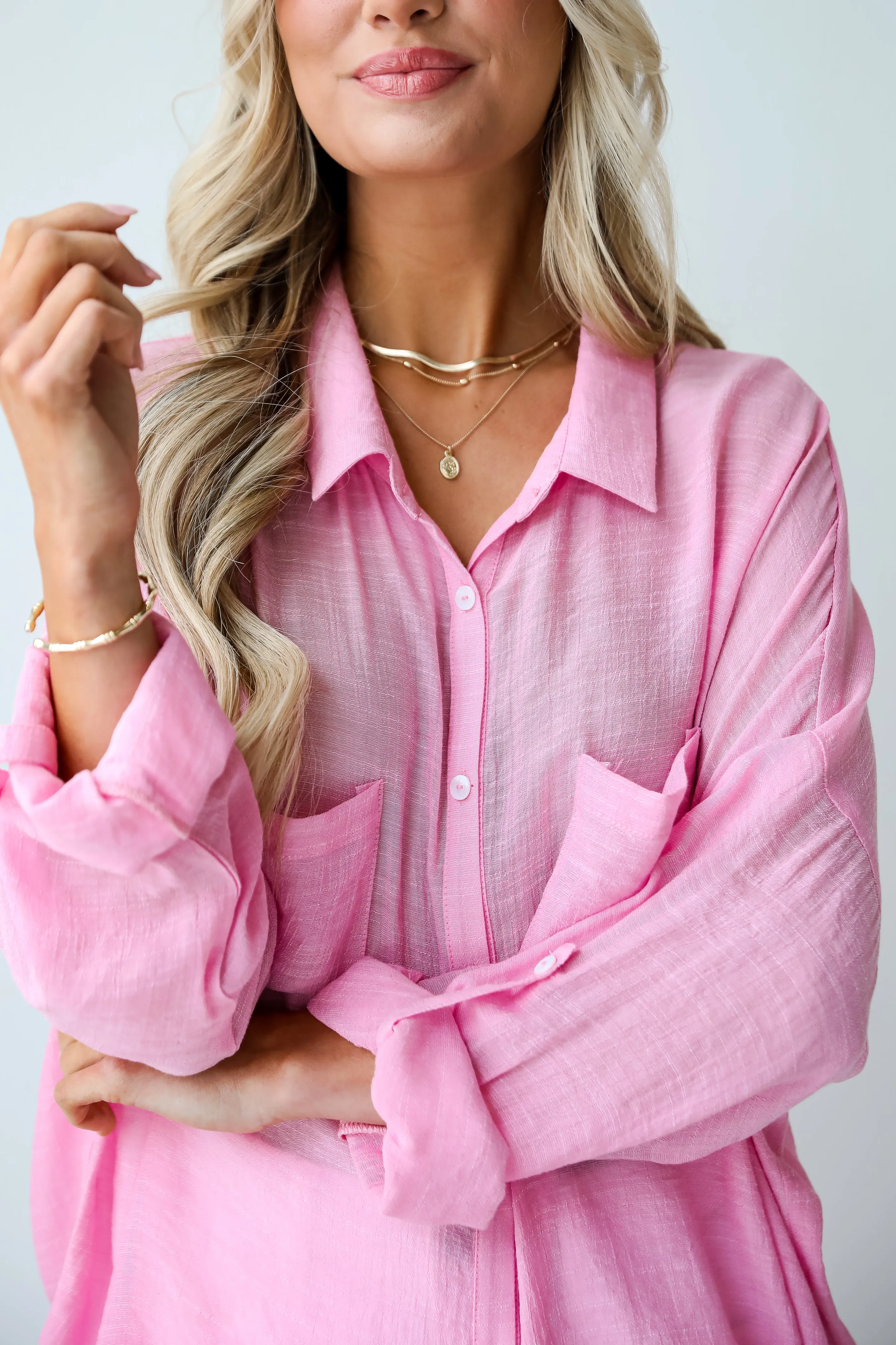 FINAL SALE - Kelsey Oversized Button-Up Blouse - DU DEAL