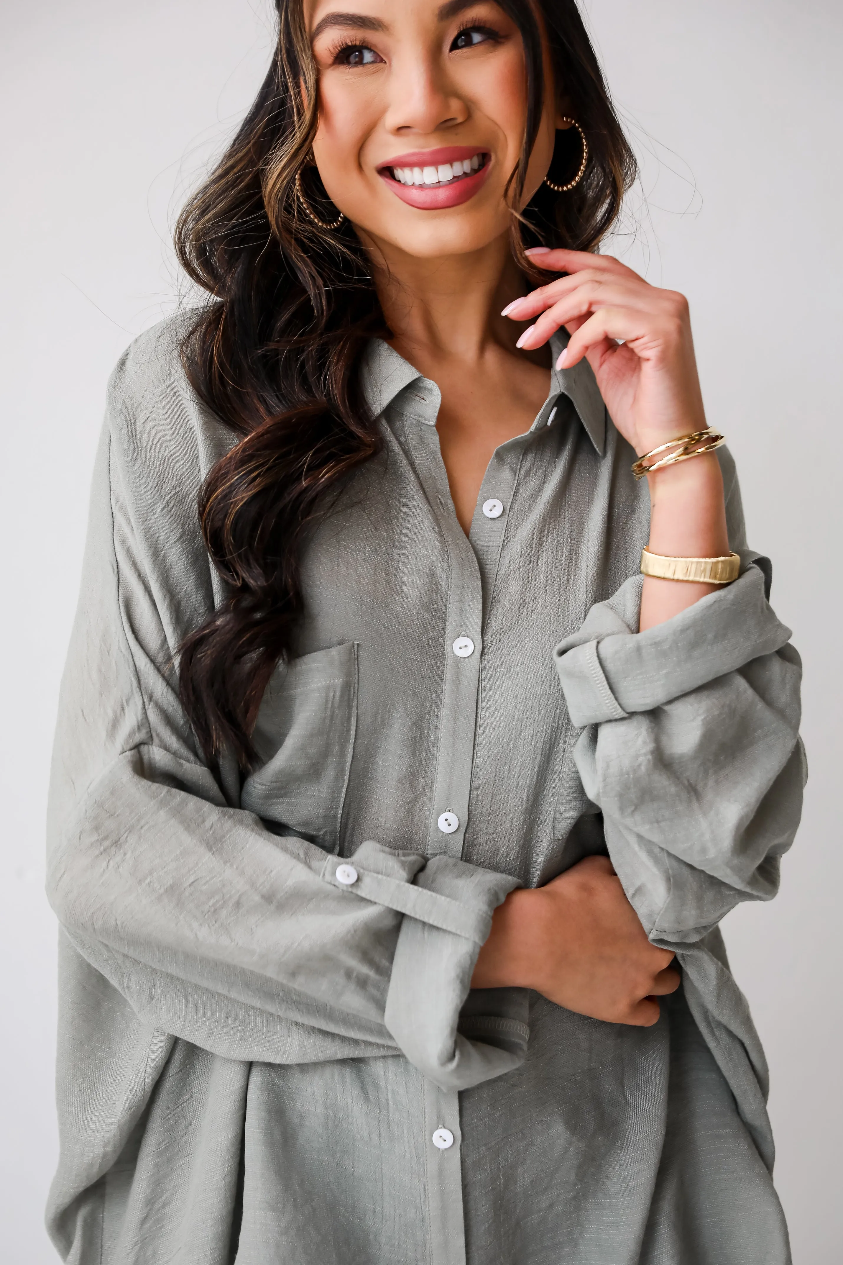 FINAL SALE - Kelsey Oversized Button-Up Blouse - DU DEAL