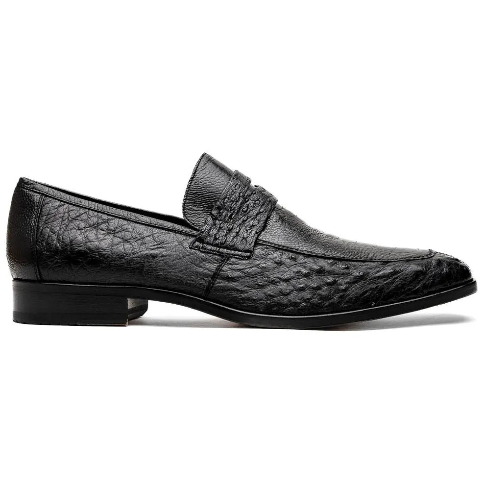 Marco Di Milano Fangio Men's Shoes Genuine Ostrich Leg / Ostrich Quill Penny Loafers (MDM1112)