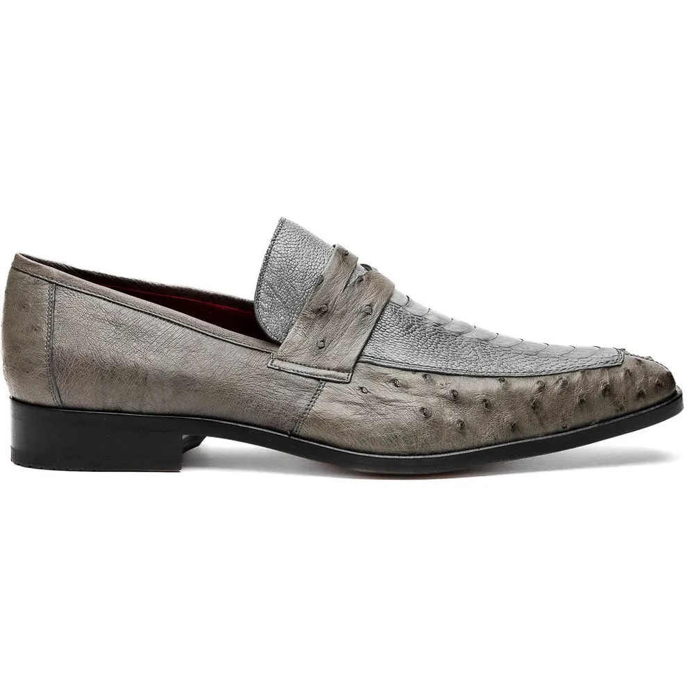 Marco Di Milano Fangio Men's Shoes Genuine Ostrich Leg / Ostrich Quill Penny Loafers (MDM1112)