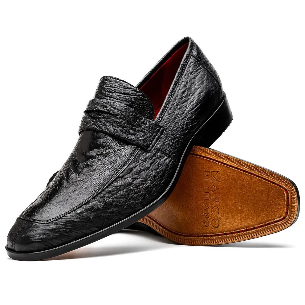 Marco Di Milano Fangio Men's Shoes Genuine Ostrich Leg / Ostrich Quill Penny Loafers (MDM1112)