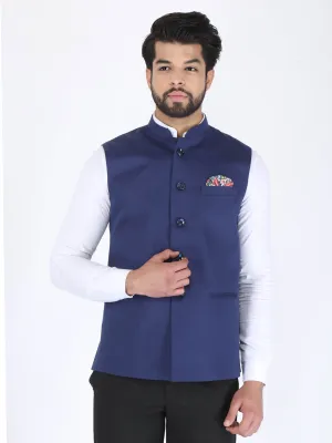 Navy Solid Formal Nehru Jacket