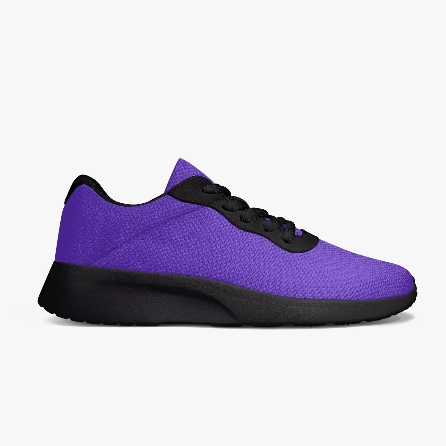 Purple Color Unisex Kicks, Soft Solid Purple Color Best Lifestyle Unisex Casual Designer Mesh Running Shoes With Black Soles