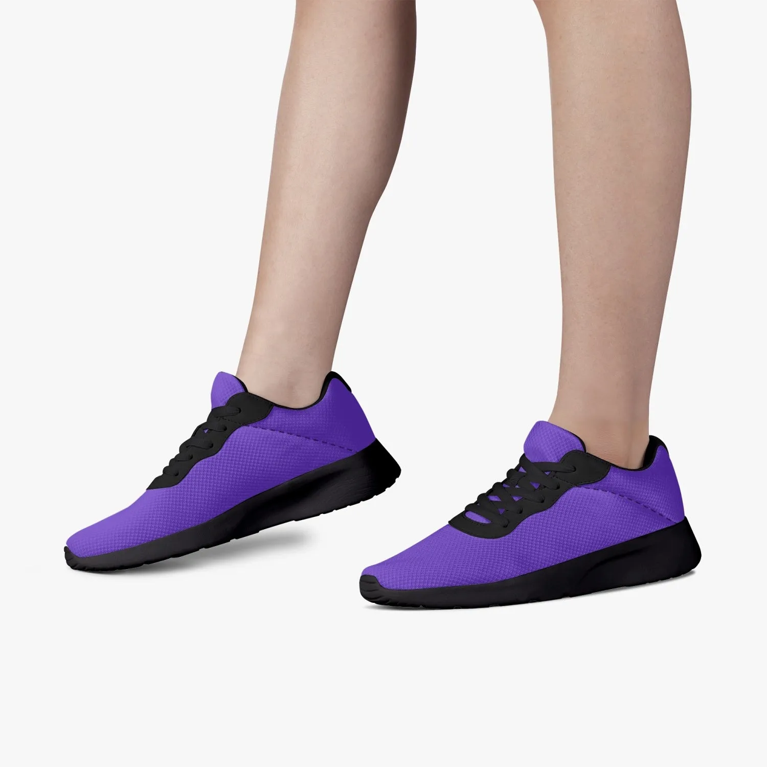 Purple Color Unisex Kicks, Soft Solid Purple Color Best Lifestyle Unisex Casual Designer Mesh Running Shoes With Black Soles