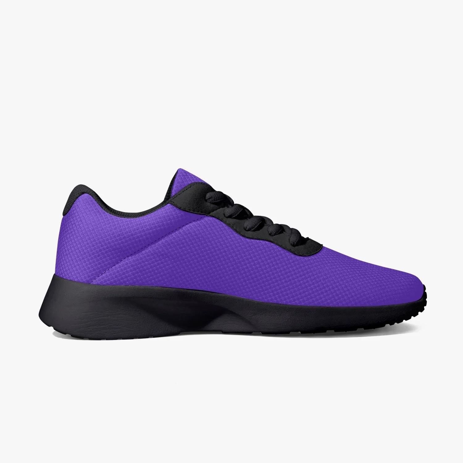 Purple Color Unisex Kicks, Soft Solid Purple Color Best Lifestyle Unisex Casual Designer Mesh Running Shoes With Black Soles