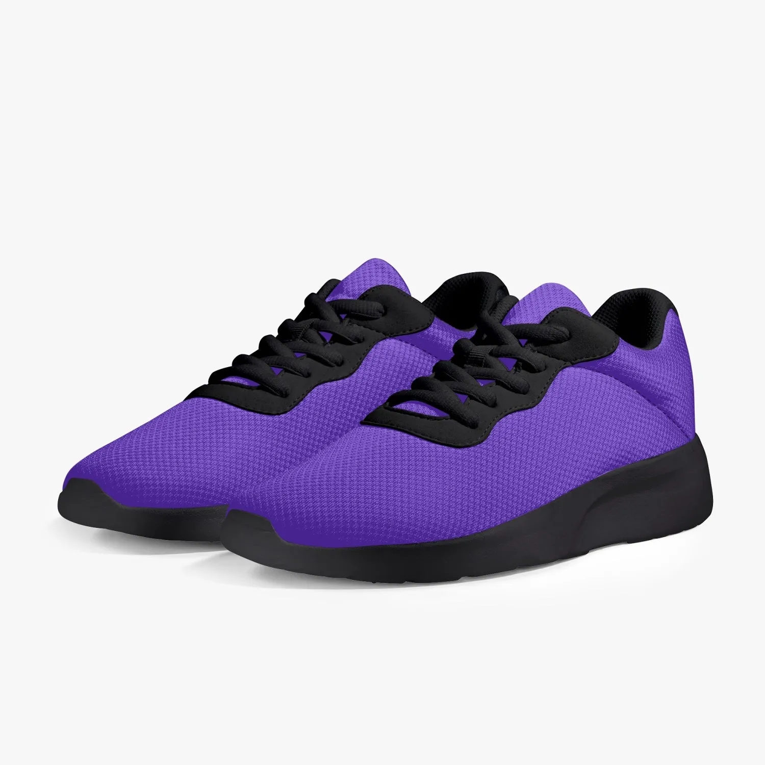 Purple Color Unisex Kicks, Soft Solid Purple Color Best Lifestyle Unisex Casual Designer Mesh Running Shoes With Black Soles