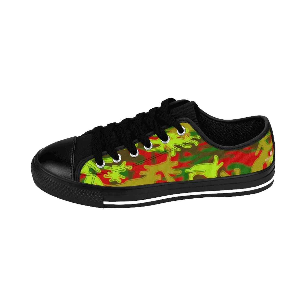 Red Green Camo Men's Sneakers, Red Green Camouflage Military Print Premium Men's Low Top Canvas Sneakers Shoes