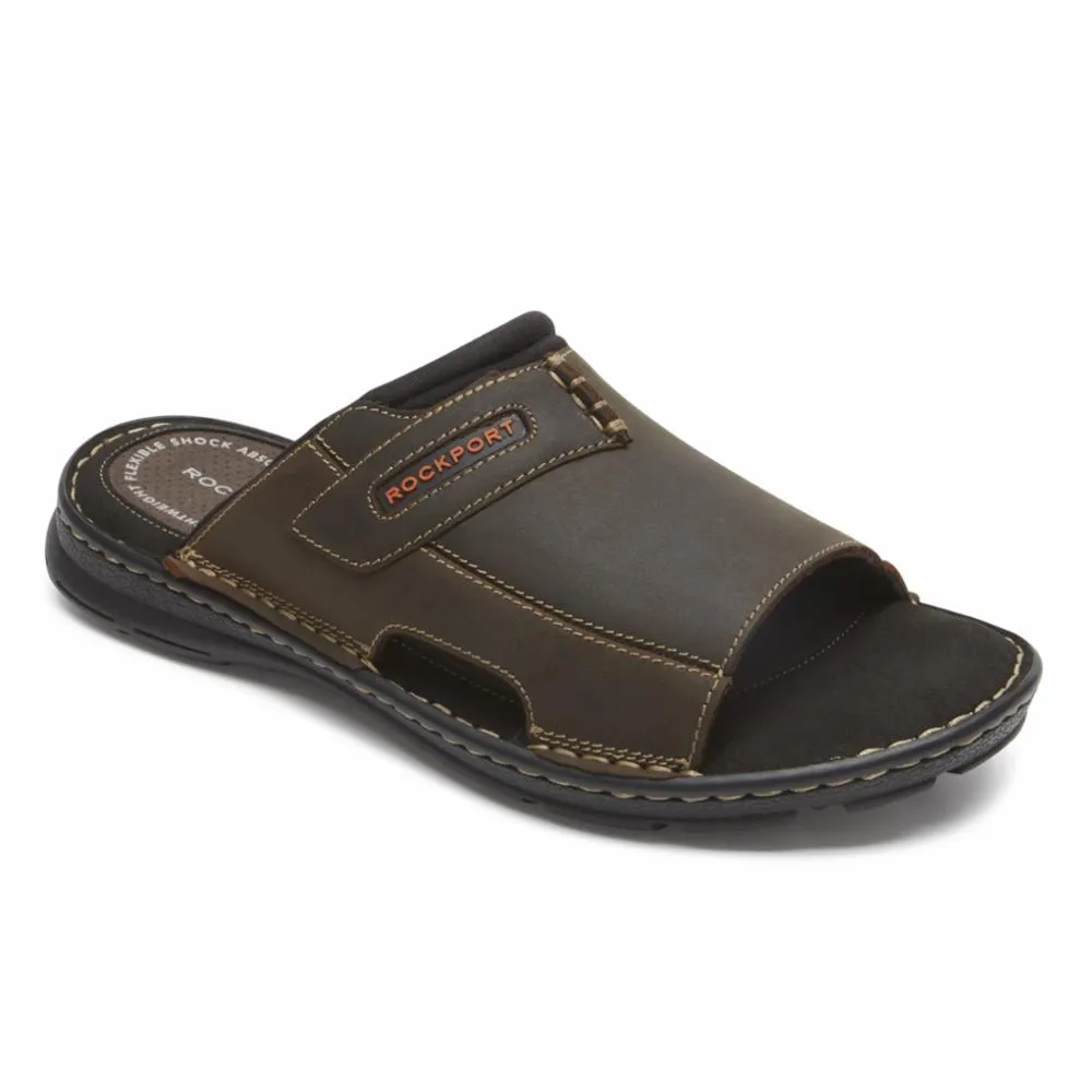 Rockport Men DARWYN SLIDE 2 BROWN II/LEATHER