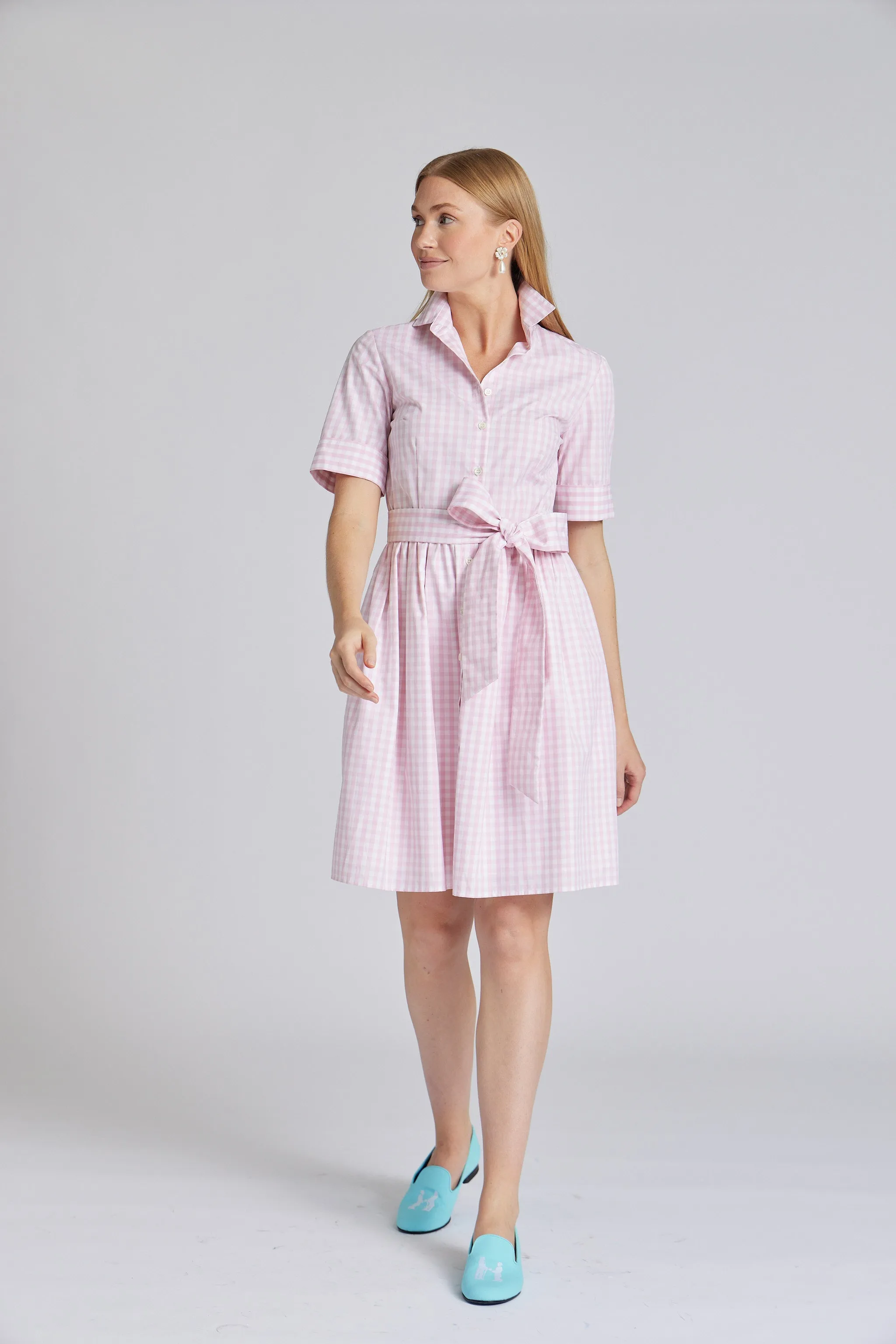 Short Coupe Dress in Pink Gingham