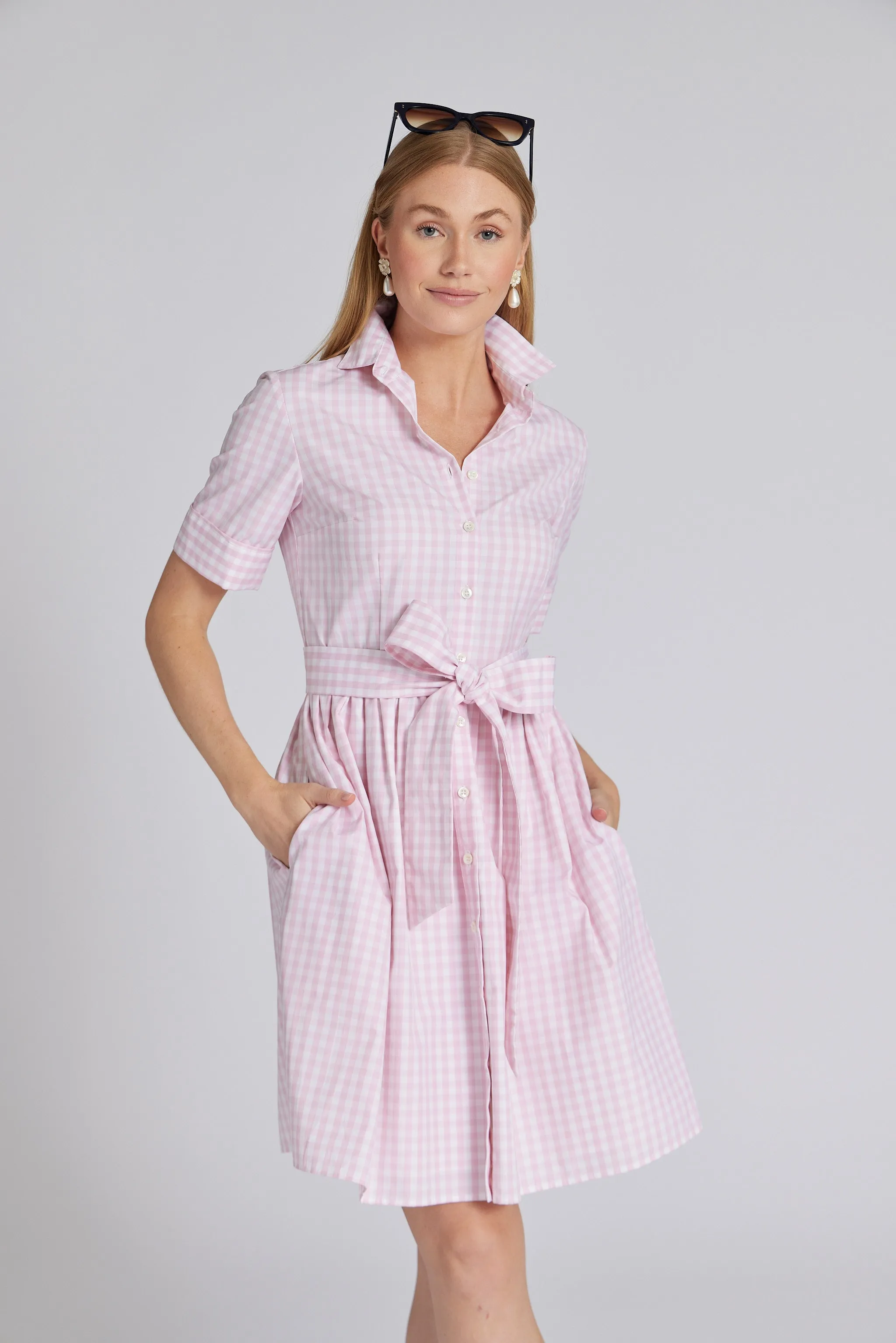 Short Coupe Dress in Pink Gingham