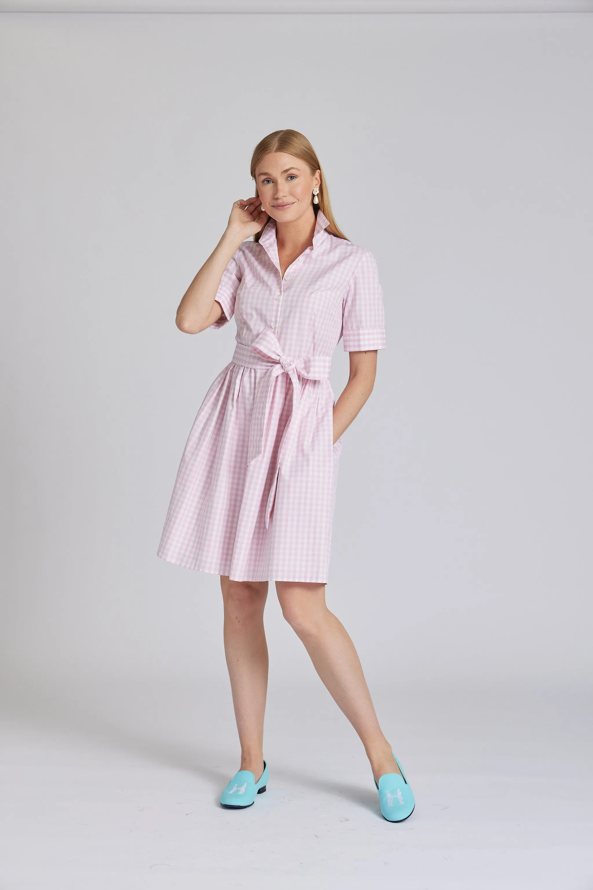 Short Coupe Dress in Pink Gingham