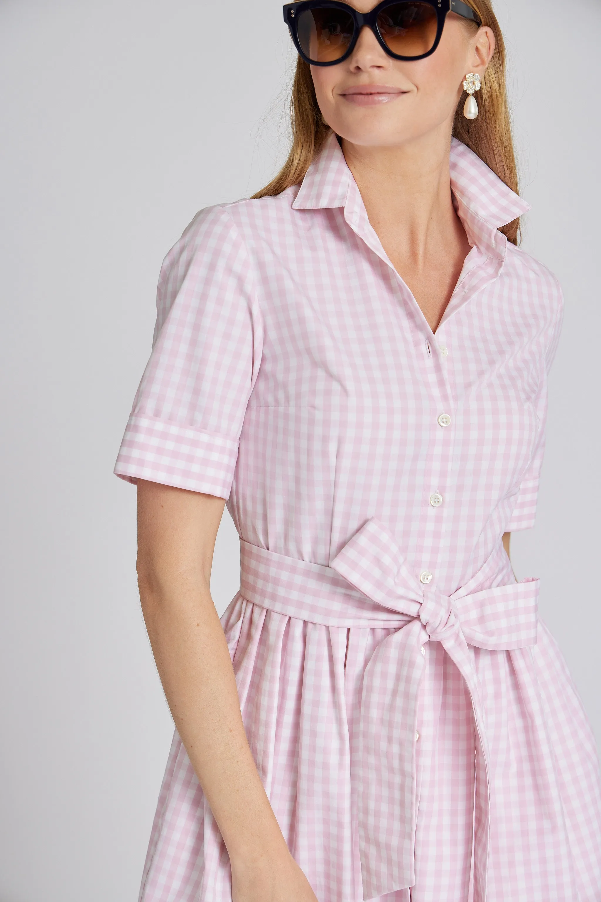 Short Coupe Dress in Pink Gingham