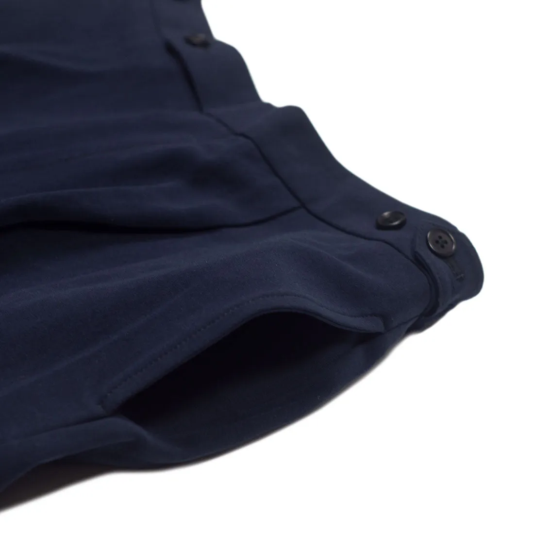 Side tab easy pants in navy cotton canvas