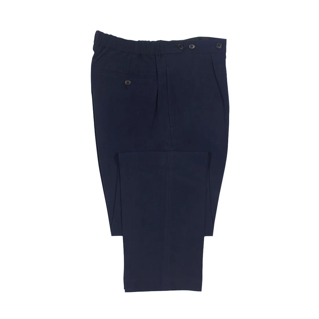 Side tab easy pants in navy cotton canvas