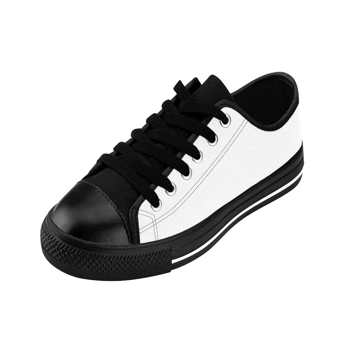 Snow White Women's Low Tops, White Snow Solid Color Designer Low Top Women's Sneakers (US Size 6-12)