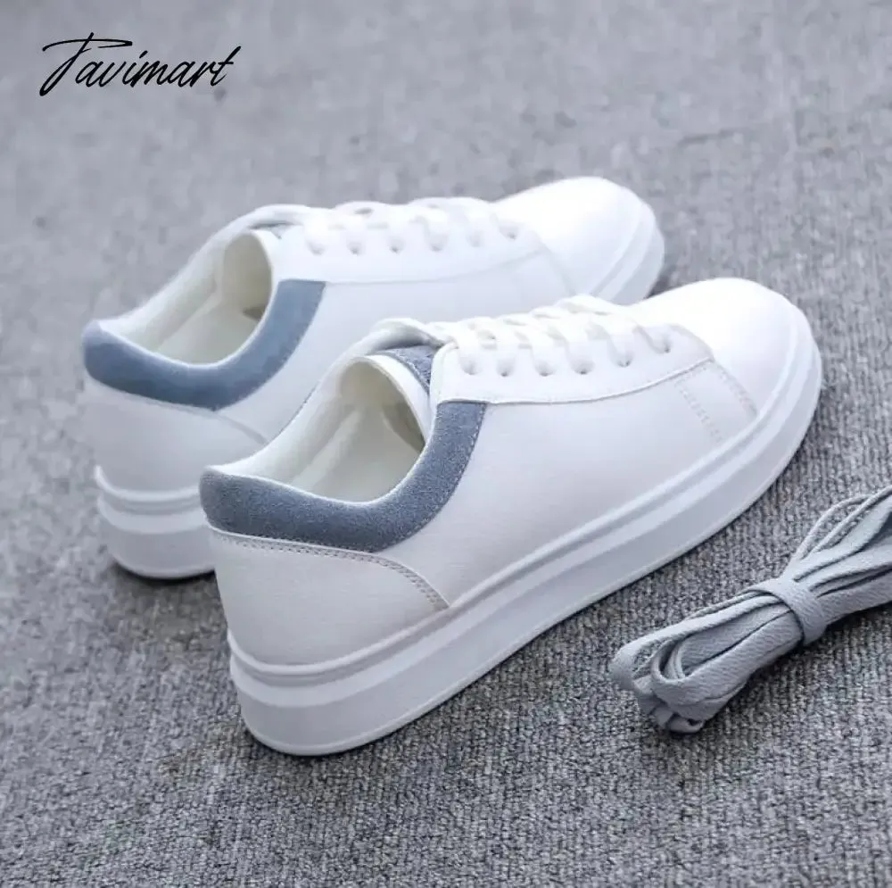 TAVIMART  Fashion Shoes Women's Vulcanize Shoes New Casual Flats Classic Solid Color PU Leather Shoes Women Casual Shoes Sneakers