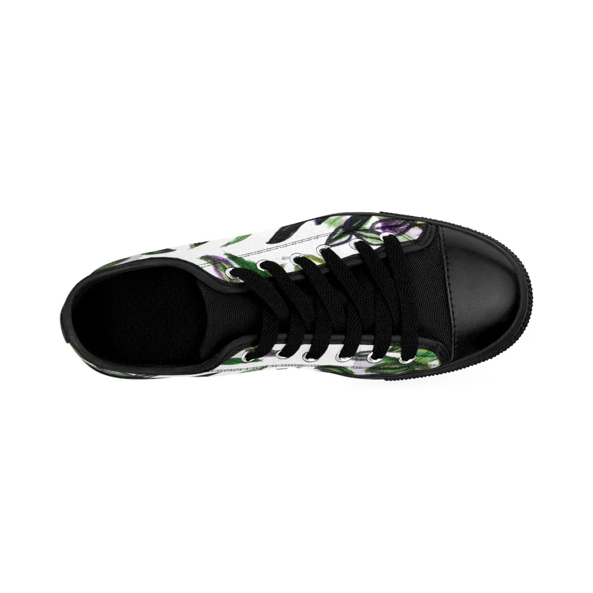 Tropical Ladies Sneakers, Green Tropical Leaves Print Low Top Women's Sneakers Shoes