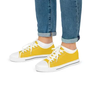 Yellow Solid Color Men's Shoes, Best Men's Yellow Color Low Top Sneakers, Modern Must Have Essential Solid Color Tennis Shoes For Men