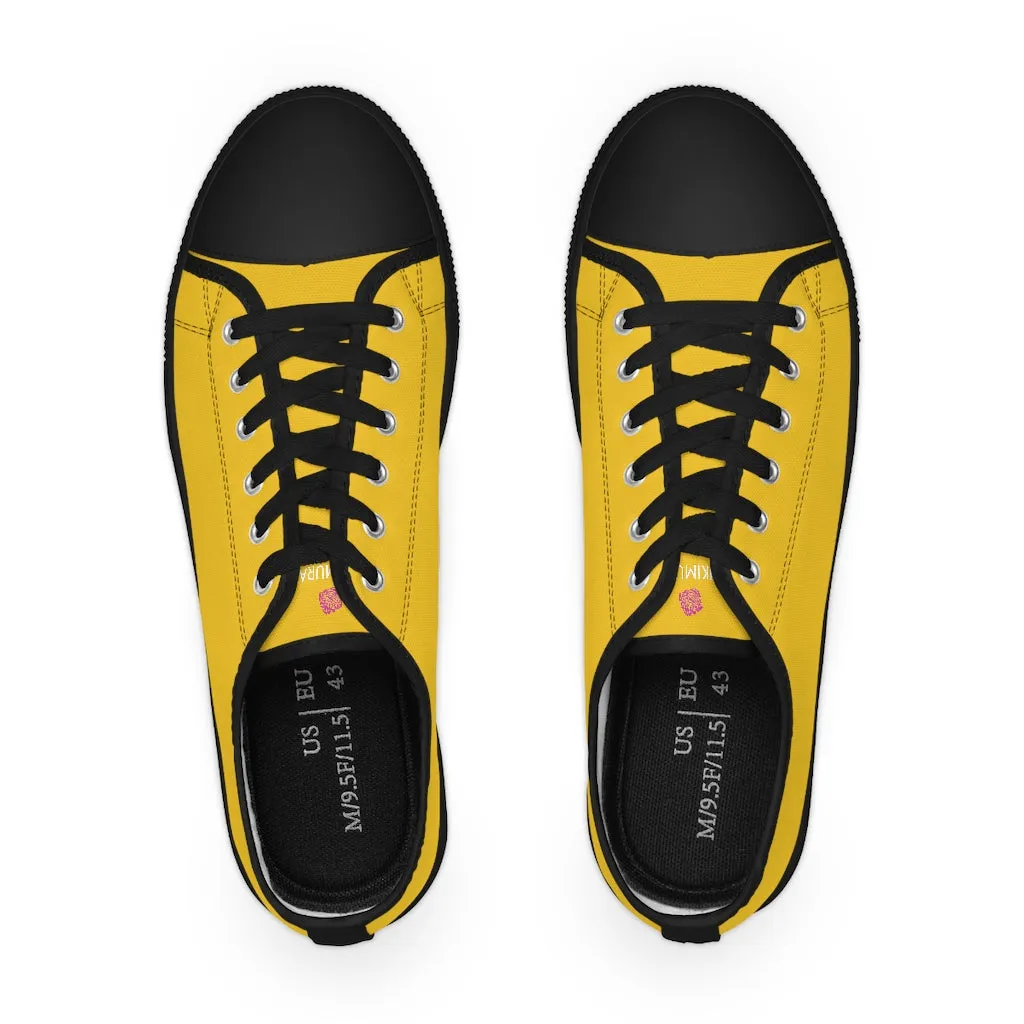 Yellow Solid Color Men's Shoes, Best Men's Yellow Color Low Top Sneakers, Modern Must Have Essential Solid Color Tennis Shoes For Men